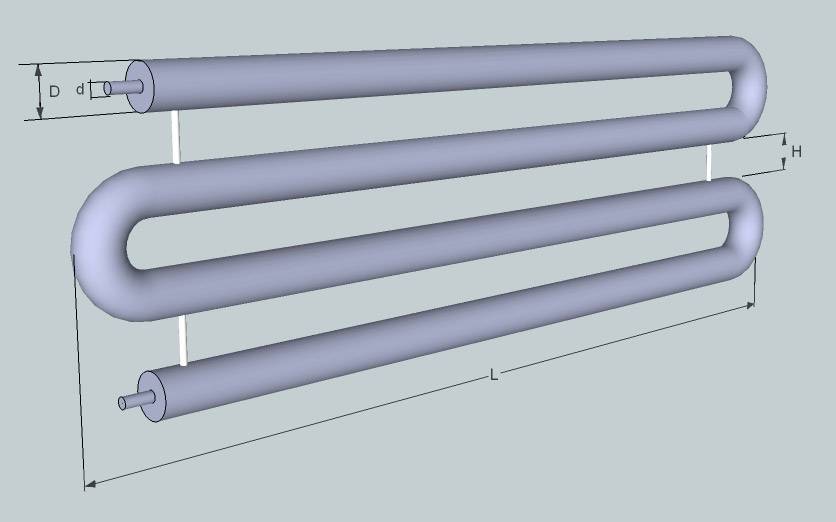 Calcul de la puissance des registres à partir de tuyaux lisses pour le chauffage