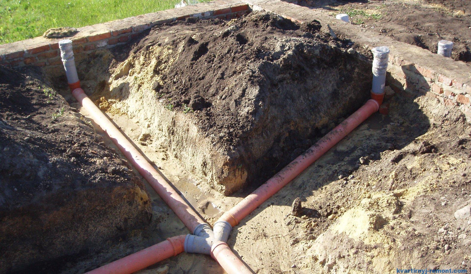 Pose de tuyaux d'égout dans le sol: photo, schéma