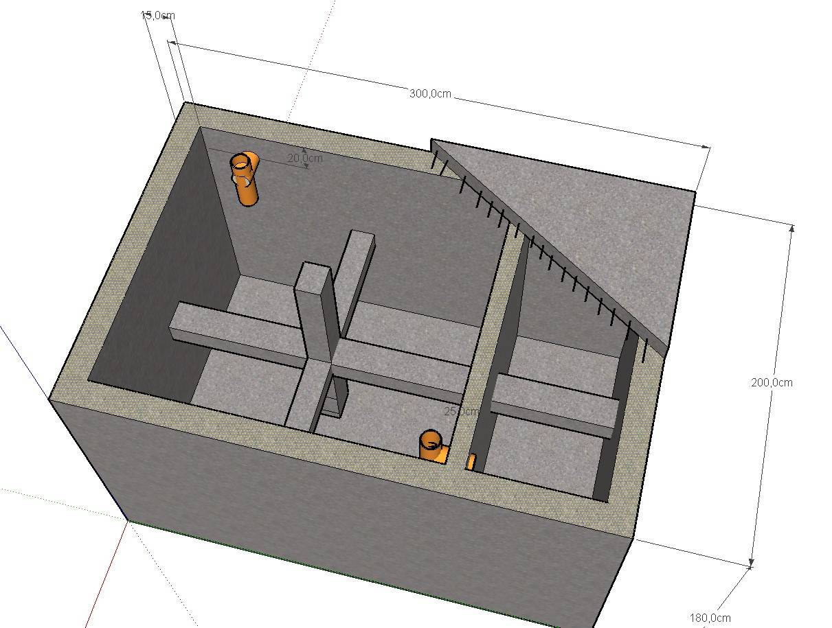 Fosse septique en béton monolithique à faire soi-même pour un chalet d'été: dispositif de fosse septique en béton - point j