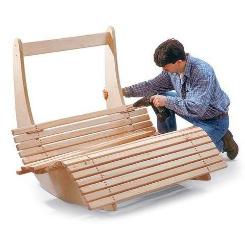 Chaise à bascule en bois à faire soi-même: idées de photos, dessins + instructions étape par étape
