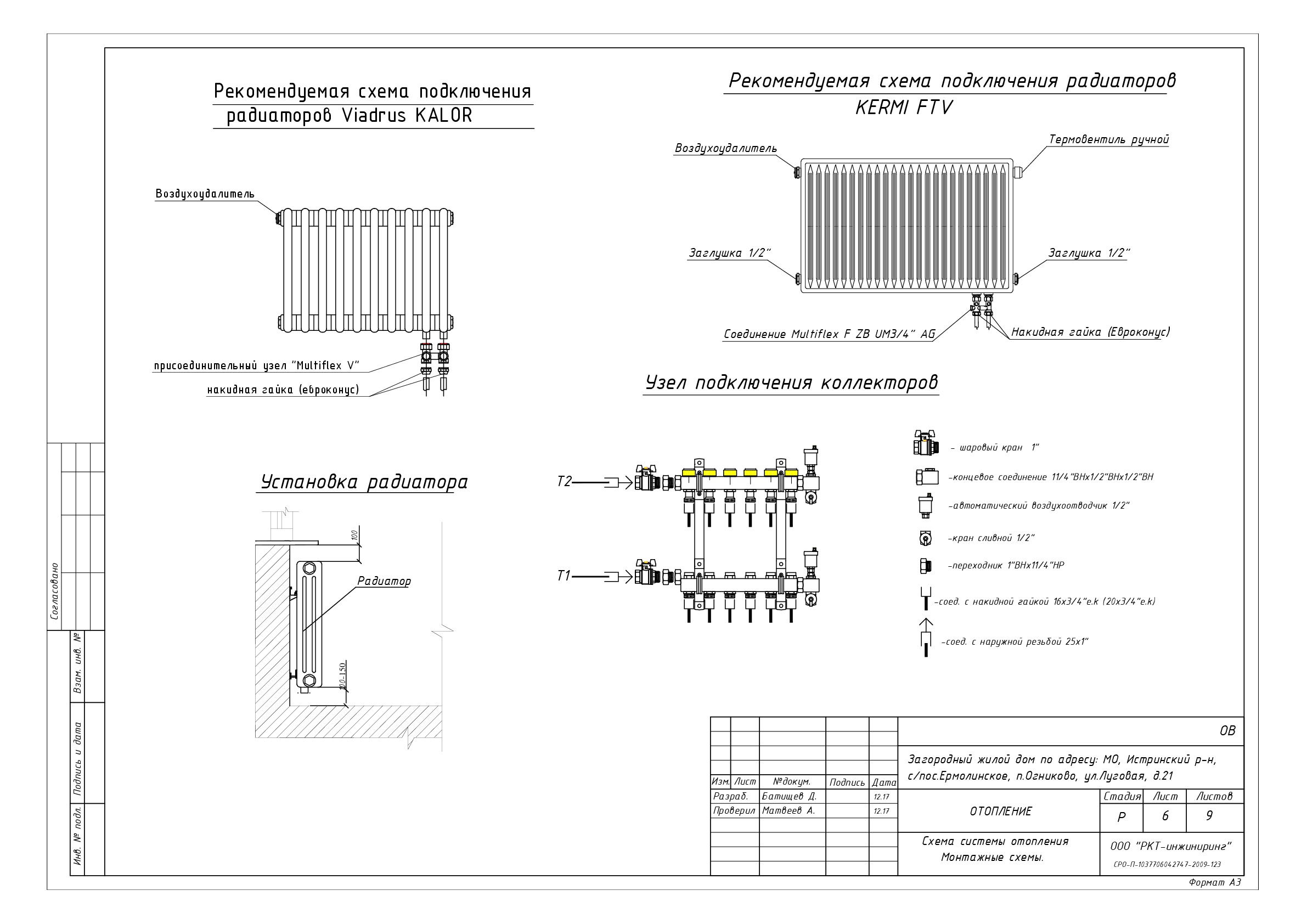 Connexion inférieure des radiateurs de chauffage