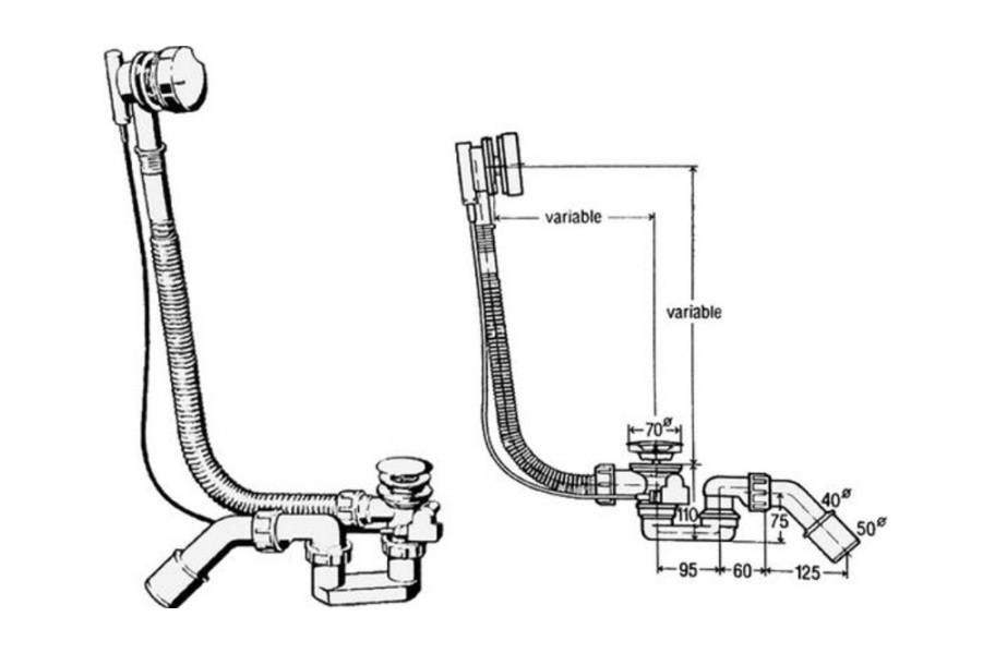 Système de vidange-trop-plein automatique pour baignoire : comment fonctionne un siphon automatique, comment démonter une tuyauterie de baignoire, les avantages des produits kaiser