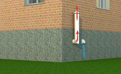 Les bouches d'aération dans le sous-sol d'un immeuble résidentiel, snip, sont des bouches d'aération nécessaires dans la fondation