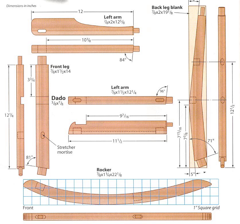 Chaise berçante DIY : solutions, dessins, photos, réalisation