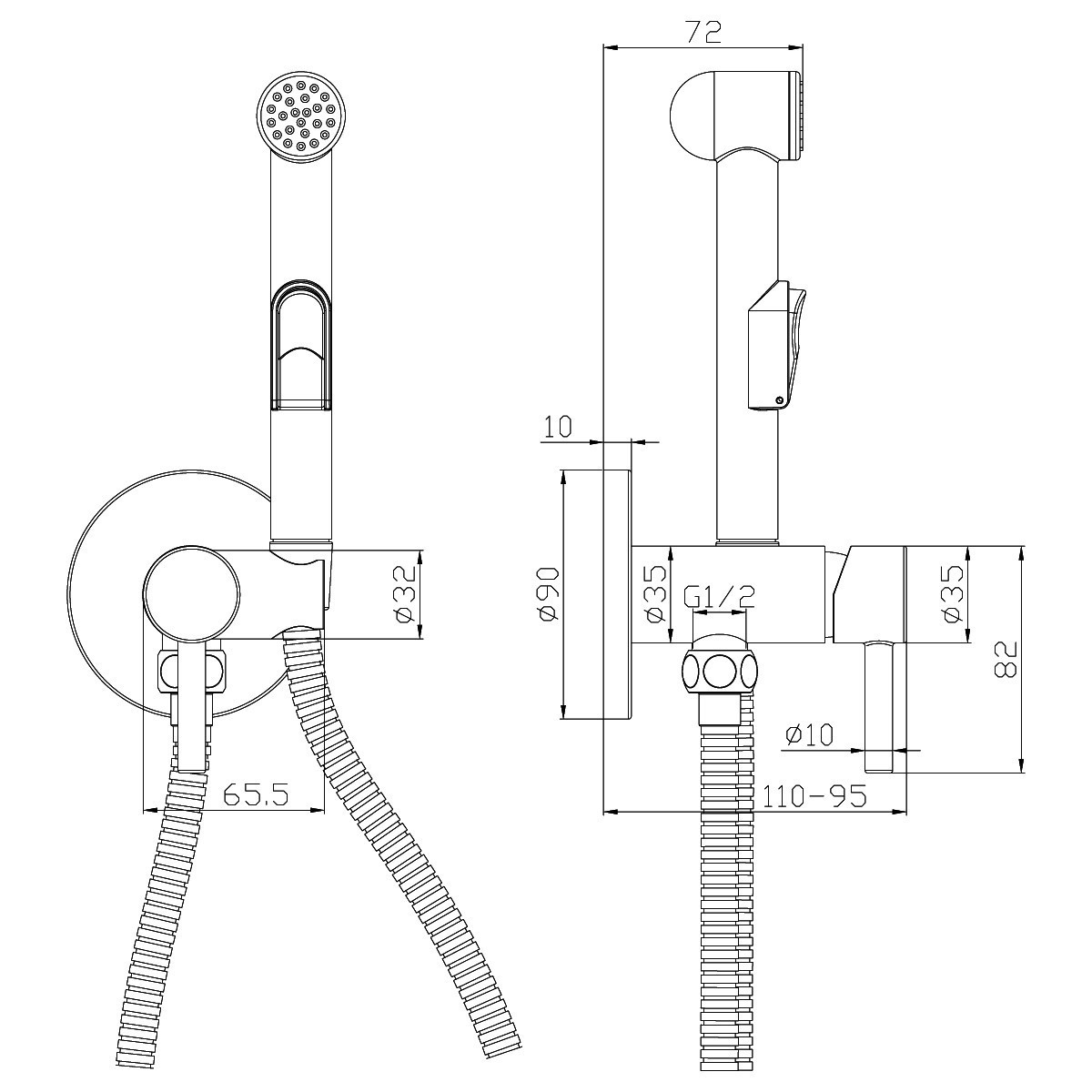 Douche hygiénique pour les toilettes : options d'exécution et d'installation