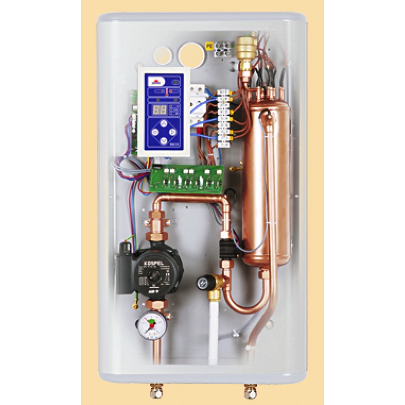 Chaudière électrique à double circuit pour le chauffage et l'alimentation en eau et murale dans une maison privée