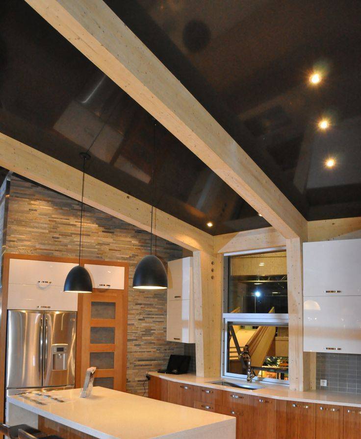 Plafonds tendus dans la cuisine: caractéristiques de choix, de conception et d'installation