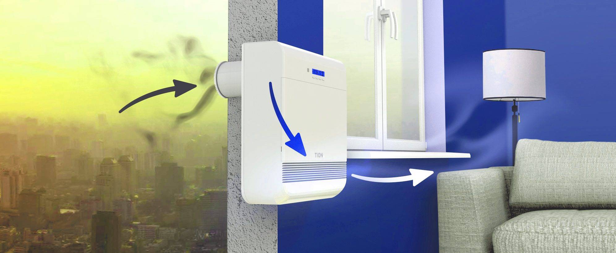 Vanne de ventilation d'alimentation dans le mur: caractéristiques de l'agencement