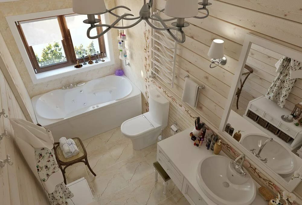 Salle de bain à faire soi-même dans une maison en bois /