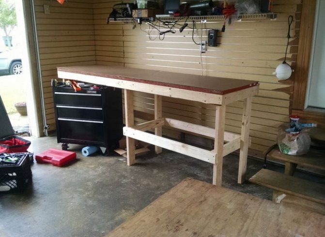Établi dans le garage: comment le faire soi-même, dessins et dimensions, outils et matériaux