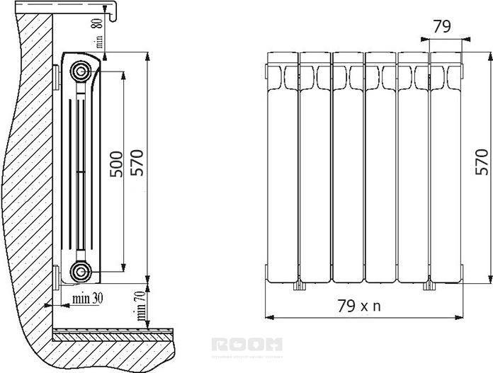 Raccordement de radiateurs de chauffage en aluminium, montage, montage, installation