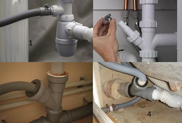 La hauteur du drain pour la machine à laver dans l'égout dans le mur: à quel tuyau se connecter