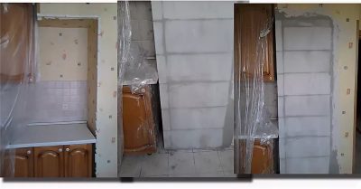 Comment accrocher des armoires suspendues au mur avec une boîte de ventilation. Fleurs ZhK (St. Académicien Sakharova)