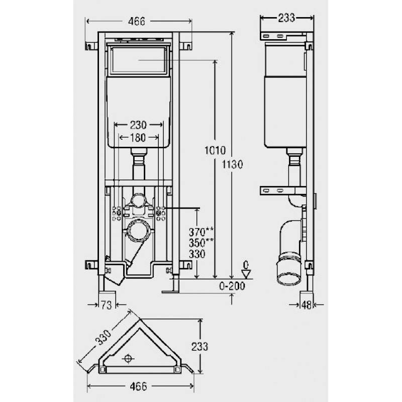 Installation de suspension et installation au sol de la cuvette des toilettes