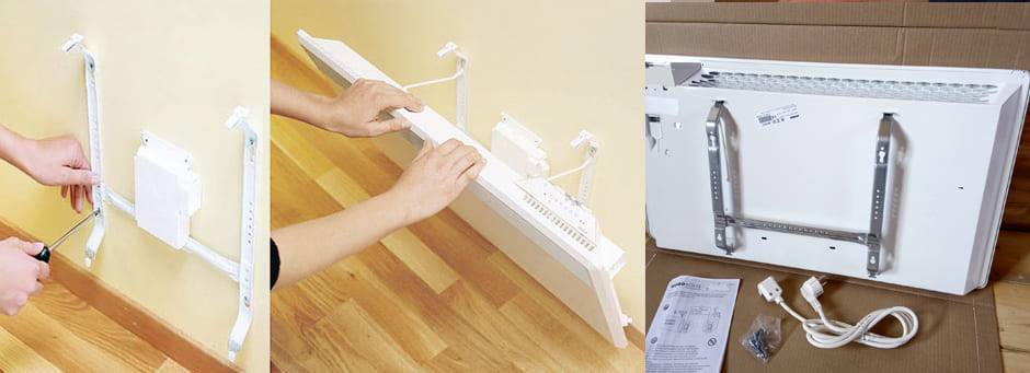 Raccordement d'une installation de chauffage par convecteur, installation de l'écran et schéma