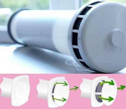 Ventilation d'échappement à travers le mur vers la rue : installation de la vanne à travers un trou dans le mur