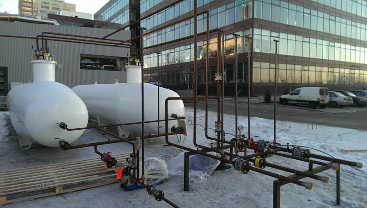 Alimentation en gaz d'une maison privée, système d'alimentation en gaz