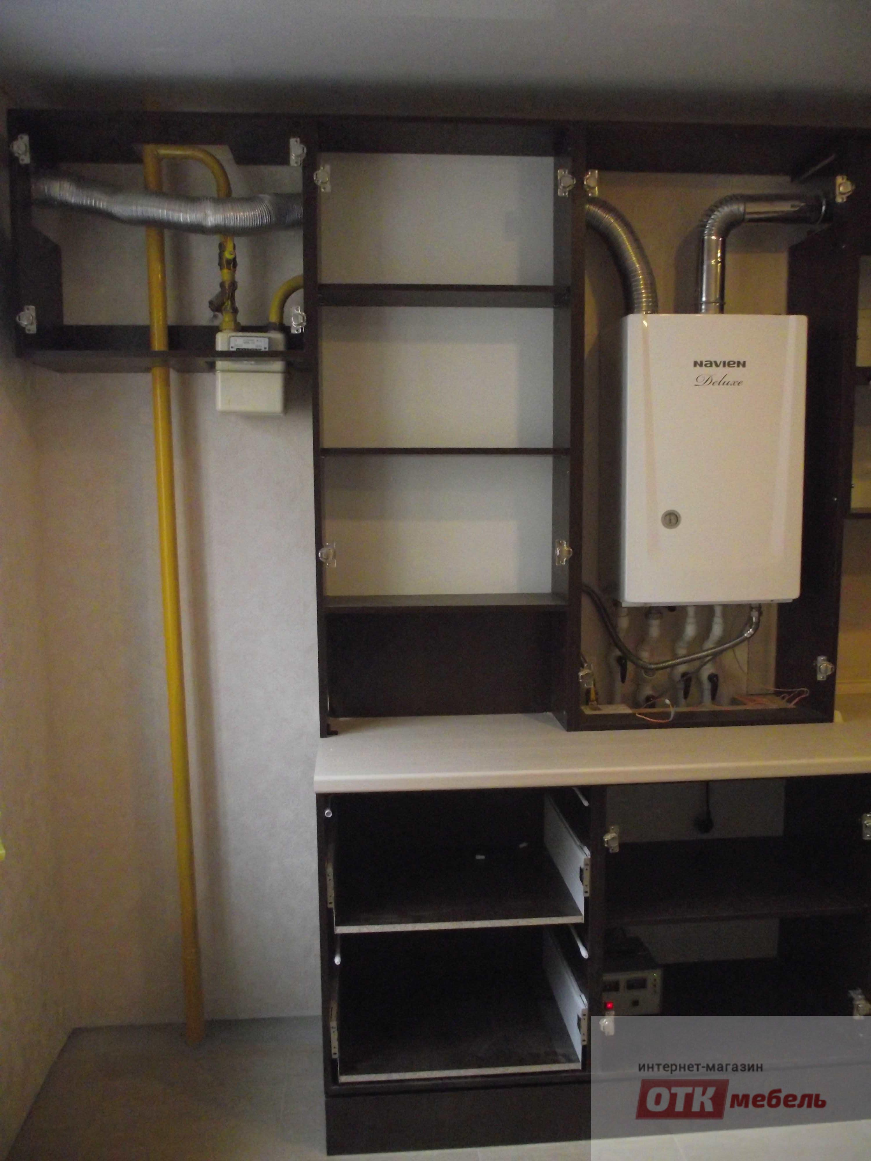 Comment décorer un tuyau de gaz dans la cuisine: comment cacher un tuyau, photo intérieure