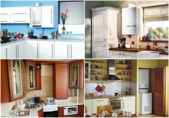 Comment cacher une chaudière à gaz dans la cuisine ? 25 photos de la façon de fermer l'ensemble de cuisine, des idées de conception et est-il possible de mettre la chaudière dans le placard