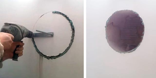 Ventilation d'échappement à travers le mur vers la rue : installation de la vanne à travers un trou dans le mur