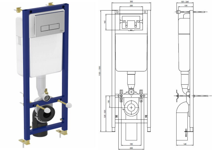 Installation et installation à faire soi-même d'une cuvette de toilette suspendue