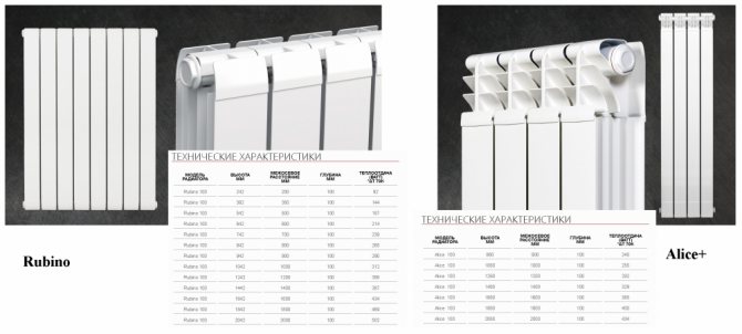 Vue d'ensemble des radiateurs de chauffage "Sira"