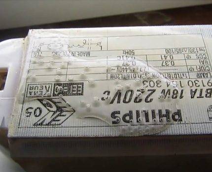 Starter pour lampes fluorescentes : appareil, objectif + schéma de connexion