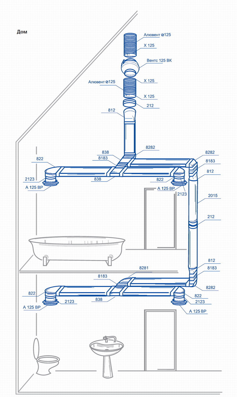 Une bonne ventilation dans la salle de bain et les toilettes dans une maison privée
