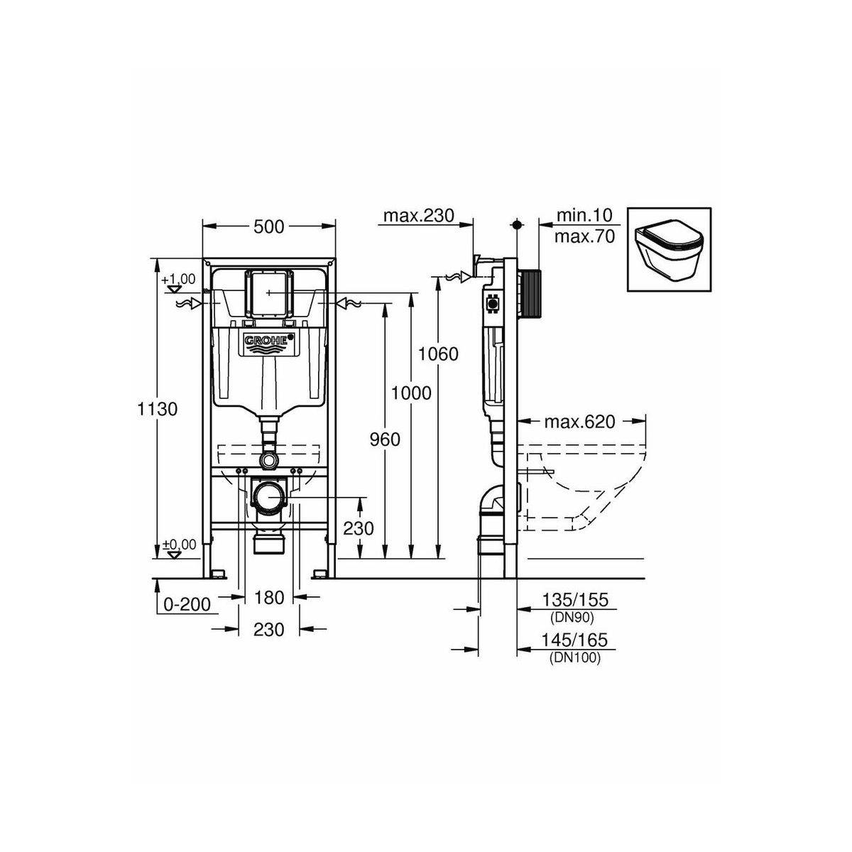 Installation et installation à faire soi-même d'une cuvette de toilette suspendue