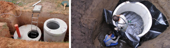 Imperméabilisation des fosses septiques à partir d'anneaux en béton